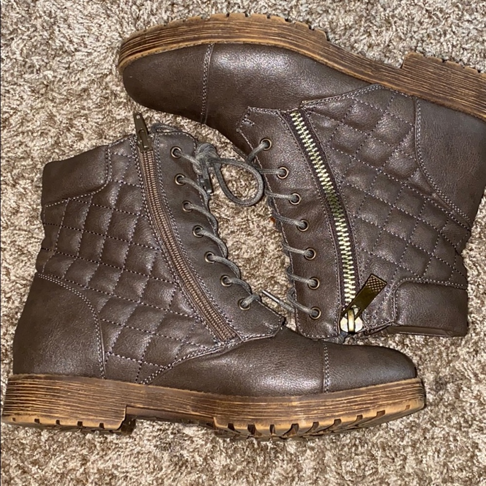 Brown lace up boots